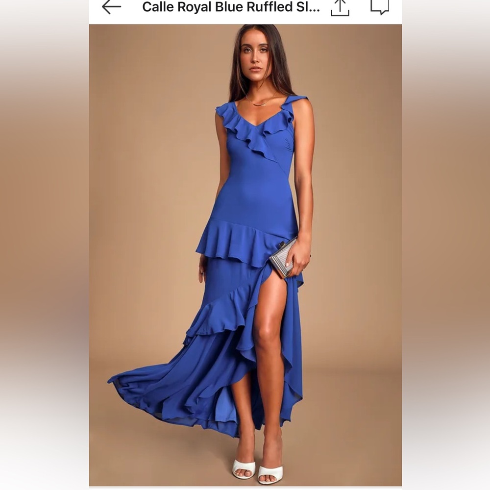 Lulus Calle Royal Blue Ruffled Sleeveless Maxi Dress
